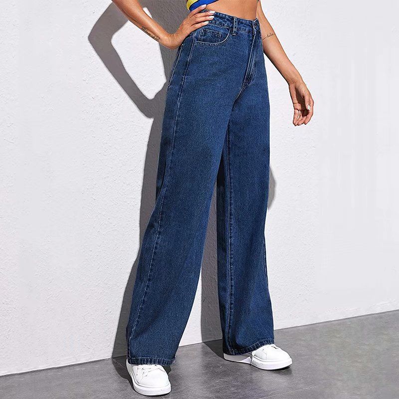 Women's Clothing Wide Leg Jeans High Waist Loose Spring And Autumn Straight Pants_mkmklike.com