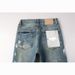 American Men's High Street Distressed Classical Blue Graffiti Stretch Skinny Button Fly Ripped Jeans Pants_mkmklike.com