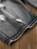 Men's Denim Shorts With Torn Holes, Fashionable And Versatile, Black Mid Length Pants With Multiple Craftsmanship, Worn And Worn Men's Pants_mkmklike.com