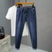 Large Size Men's Clothing New Slim-fit Business Jeans Men's Trendy Brand Small Straight Versatile Jeans Foreign Trade Cross-border Men's Pants_mkmklike.com