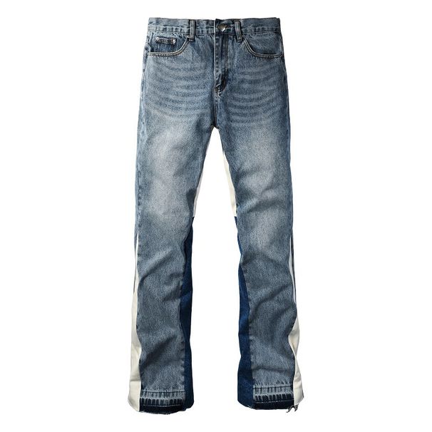 Men's Clothing Vintage Washed Denim Pants With Retro Bell Bottoms, Stretch Comfort & Streetwear Style For Tall Guys (Black/Indigo/Light Blue, XS-4XL)_mkmklike.com