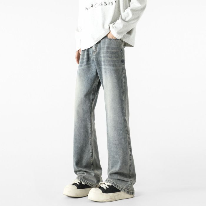 "Men's Smoky Gray Vintage Jeans – Oversized Wide-Leg Trousers (90s Streetwear, High-Waisted Drop-Crotch, Ultra-Drape Silhouette)"_mkmklike.com