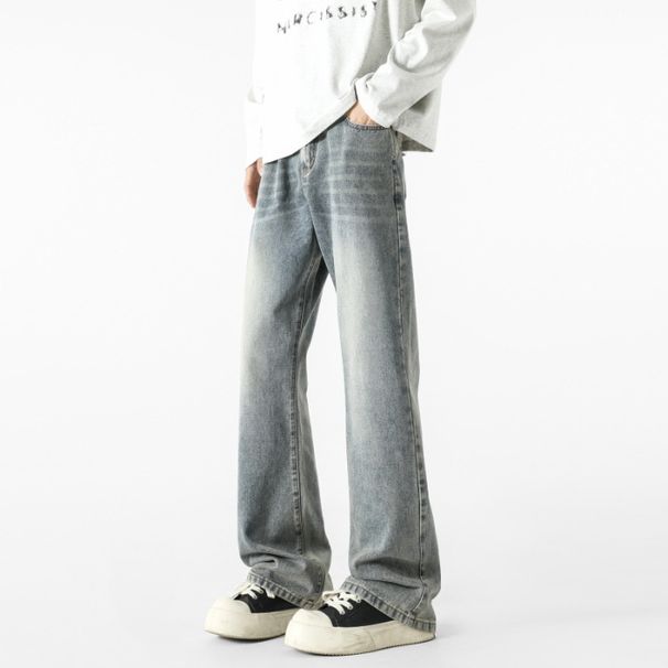 "Men's Smoky Gray Vintage Jeans – Oversized Wide-Leg Trousers (90s Streetwear, High-Waisted Drop-Crotch, Ultra-Drape Silhouette)"_mkmklike.com