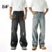 EF JEANS | 2025 Spring New American Heavy Industry Hand-painted Graffiti Mopping Loose Straight Jeans Tide_mkmklike.com