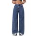 Women's Relaxed Fit High-Waisted Straight Leg Jeans – Vintage Washed Denim, Non-Stretch Cotton Blend (Black/Light Blue/Dark Blue)_mkmklike.com