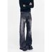 Vintage Washed Straight Leg Jeans For Men & Women – Distressed Cracked Denim With Relaxed Fit, High Street Fashion, Retro Style_mkmklike.com