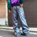 Women's Printed Star Denim Jeans - High Waist Wide Leg Straight Pants For Casual Streetwear_mkmklike.com