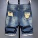 Men's Clothing Jeans Summer Thin Trendy Ripped Nostalgic Pants Mid Length Pants_mkmklike.com