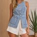 Women's Clothing Women's Summer Fashion Casual Slim Button Cardigan Denim Vest 89128_mkmklike.com