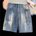 Men's Clothing Boyue Color Blocked Denim Shorts For Men Trendy Brand Fashion Patchwork Workwear Five Point Pants_mkmklike.com
