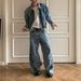 Loom Men's Early Autumn Retro Three-Stripe Padded Shoulder Denim Jacket Trendy Brand European And American Streetwear Top_mkmklike.com