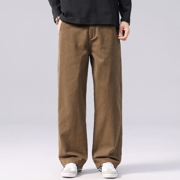 Nordmann Muqiu Clothing | 2025 Autumn Winter New Men's Loose Straight Commuter Versatile Solid Color Cotton Casual Pants_mkmklike.com