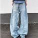 Vintage Washed Blue High-Waisted Wide-Leg Jeans For Men & Women – Relaxed Fit, Multi-Pocket, Retro Denim Pants_mkmklike.com