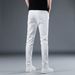 2022 Spring/Summer New High-End Men's Jeans Korean Style Stretch Cotton Slim Fit Casual Solid Color Waterproof Pants_mkmklike.com