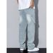 Men's American Retro Washed Distressed Patch Jeans Wide Leg Loose Fit Casual Versatile Straight Leg Trousers_mkmklike.com