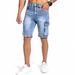 Men's Clothing American Style Multi-Pocket Denim Shorts Mid Waist Black Blue Slightly Elastic 5-Point Workwear Casual Shorts_mkmklike.com