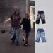 Jade London Trendy Brand American Retro Graphic Print Washed Denim Jeans Hot Girls Wide Leg Trousers Women's Clothing_mkmklike.com