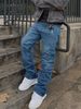 2026 Men's Clothing Patchwork Slim Fit Jeans American Style Slight Flare Stylish Denim Trousers_mkmklike.com