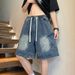 Men's Vintage Washed Denim Shorts | Relaxed Fit Casual Summer Shorts For Everyday Wear Breathable Cotton Fabric_mkmklike.com