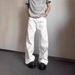Men's White High Street Jeans – Summer Loose Fit Straight Leg & Wide Hem Pants For Casual & Streetwear_mkmklike.com