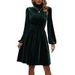 New women's velvet long-sleeved fashion dress_mkmklike.com
