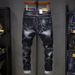 "Men's Classic Straight Leg Jeans - Comfortable Stretch Denim Pants With Washed & Distressed Details For Casual Wear (Black, Sizes 27-38)"_mkmklike.com