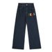 Star Embroidery Denim Straight Long Irregular Pocket Design Sense Personality Washed Loose Casual Pants Men's Trend_mkmklike.com