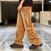 Men's Foreign Trade King Series Autumn Natural Whiskered Drape Jeans Washed Distressed Workwear Wide Leg Trousers_mkmklike.com