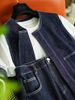 Chicco Chicco Denim Vest Retro New Fashion Age-Reducing Elegant Casual Slimming Two-Piece Set Skirt_mkmklike.com
