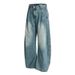 American Style Washed Vintage Double Pleat Jeans Unisex Trendy Loose Baggy Wide Leg Floor-Length Casual Pants_mkmklike.com