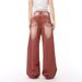 Men’s Retro Washed Red Jeans – High Street Loose Straight Leg Denim Pants (XS-XL)_mkmklike.com