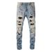 Men's Clothing European And American High Street Men's Jeans Hot Diamond Patch Slim Men's Straight Leg Ripped Jeans Men's Trendy Brand Pants 6523_mkmklike.com