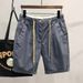 Men's Clothing Loose Casual Khaki Outer Wear Elastic Waist Stretch Denim Shorts_mkmklike.com