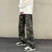 LKTM Men's Camouflage Cargo Jeans Loose Straight Leg Wide Leg Casual Pants Trendy Style For Men And Women_mkmklike.com