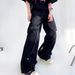 Nordmann European And American Style Retro Washed Deconstructed Patchwork Jeans For Men Hip Hop High Street Straight Wide-Leg_mkmklike.com