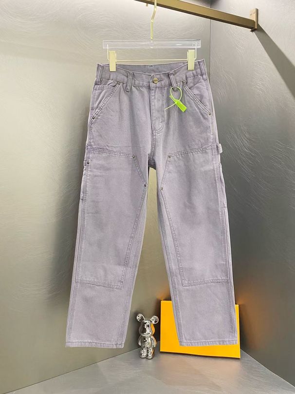 Vintage Washed Denim Work Pants For Men - Double Knee Durable Canvas Cargo Pants, Straight Leg Lumberjack Style (Black, Dark Brown, Moss Green)_mkmklike.com