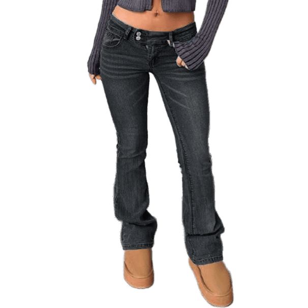 K European And American Fashion Women's Jeans Micro Flared Pants Street Trendsetters Elastic Slim Pants_mkmklike.com