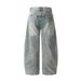 Washed Vintage Three-Dimensional Cat Whiskers American Style Slightly Flared Jeans For Men And Women 2025 Casual Pants_mkmklike.com