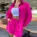 Women's Clothing ladies long-sleeved shorts loose casual women's clothing two-piece suit_mkmklike.com