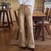 Women's High-Waisted Slimming Khaki Flare Jeans Distressed Washed Long Pants American Retro Style_mkmklike.com