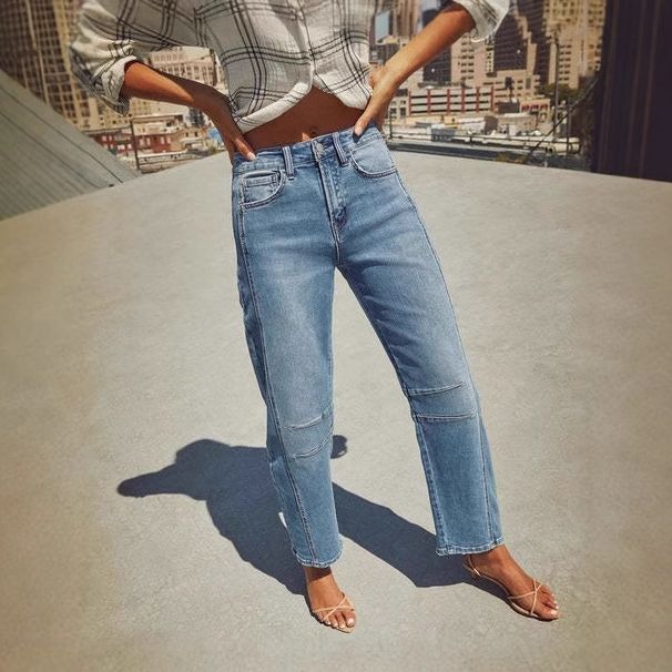 Casual loose mid rise straight cut women's washed fashion jeans Cross border foreign trade European and American JEANS_mkmklike.com