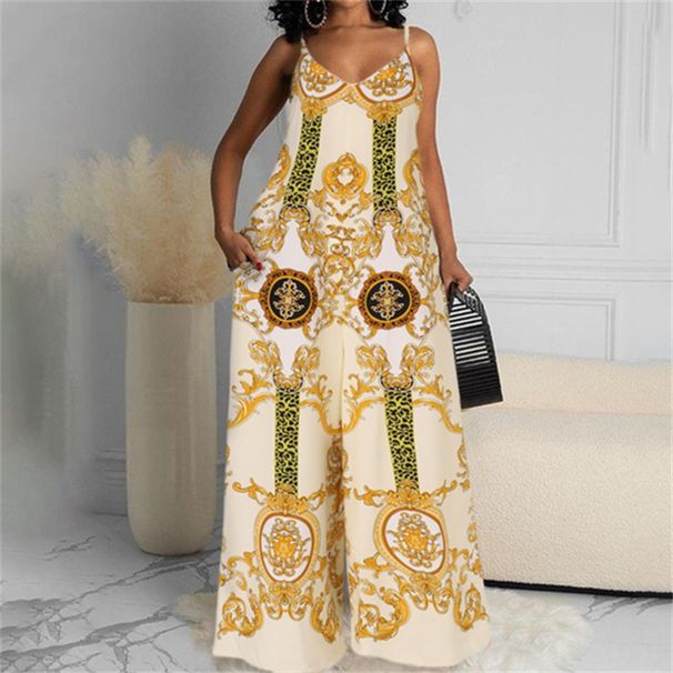 Women's Clothing new casual printed backless sexy jumpsuit_mkmklike.com