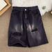 Men's Ripped Denim Shorts Summer Thin Straight Leg Casual Five Point Pants High Street Trend Style_mkmklike.com