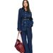 Women's Washed Denim Suit Set - Single Breasted Lapel Jacket & High Waisted Trousers, Loose Fit Casual Outfit_mkmklike.com