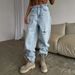Women's Clothing Women's High Waist Straight Leg Jeans - Distressed Ripped Denim Pants With Comfortable Stretch, Loose Fit & Casual Street Style_mkmklike.com