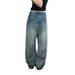 Women's Clothing Star Print Loose Straight Leg Denim Trousers For Women Washed Effect_mkmklike.com