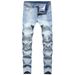 Men's Retro Washed Denim Jeans Slim Fit Trousers Ripped Fashion Jeans For Youth_mkmklike.com