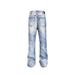 Vintage Washed Straight-Leg Jeans For Men - Cleanfit Snowflake Pattern, Ice Blue, Heavyweight Denim, Retro Style_mkmklike.com