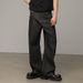 Men's Selvedge Denim Jeans - American Retro Wide Leg Straight Fit, 100% Cotton Non-Stretch Black/Indigo Raw Hem (S-3XL)_mkmklike.com