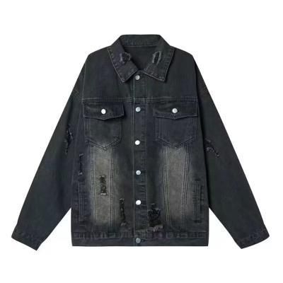 Men's Clothing Washed And Distressed Denim Jacket For Men Autumn Ripped Cool Casual Jacket_mkmklike.com